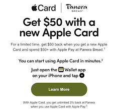 Apple is offering a $50 bonus when signing up for apple card and spend $50 at panera bread via apple pay. Apple Card 50 Signup Bonus When You Spend 50 At Panera Bread Doctor Of Credit