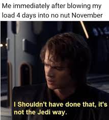 Me immediately after blowing my load 4 days into no nut November :  r/PrequelMemes