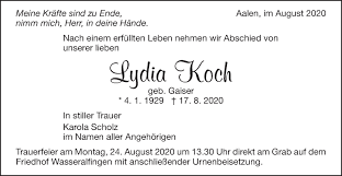 Teenage jesus & the jerks brought her a modest amount of fame with their contribution to the brian eno produced no new york. Traueranzeigen Von Lydia Koch Ostalbtrauer