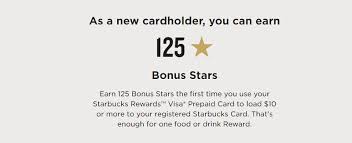 Starbucks rewards visa credit card. Starbucks Rewards Visa Prepaid Card 125 Bonus Stars No Monthly Annual Or Reload Fees