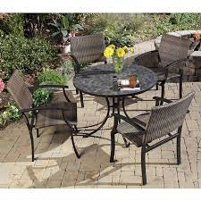 Whether you want a stylish outdoor wicker table with glass top and a matching wicker glass top coffee table, a teak table for an outdoor setting with a. Home Styles Stone Harbor 5 Piece Metal Patio Dining Set In Black Walmart Canada