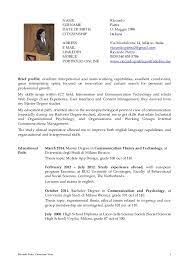 To apply for an academic program, you'll want a cv. Riccardo Pietra English Cv