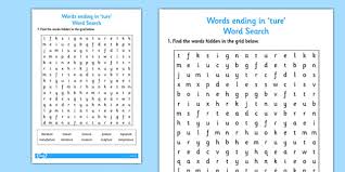 20 worksheets total.the five pages included for each suffix ending:1) read it, pencil write, marker write2) use the wo. Words Ending In Ture Black And White Word Search