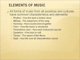 The elements of rhythm are measure, beat, tempo, pattern, intensity music is an art form whose medium is sound and silence. What Are The Elements Of Harmony In Music