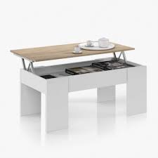 Table basse / repas réhaussable de 36 à 78 cm. Table Basse Cenda Blanc Avec Plateau Relevable