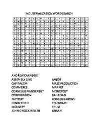 Industrialization Word Search Industrial Revolution Commerce Marketing Capitalism