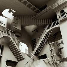 Escher replied, admiring the penroses' continuously rising flights of steps, and enclosed a print of ascending and descending (1960). M C Escher S Relativity By Ferryvd 3d Cgsociety