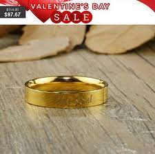 Handmade Yellow Gold Customized Flat Shape Ring Matching Etsy Rings For Men Matching Wedding Bands Handmade Gold