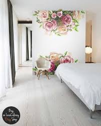 Watercolor Rose Removable Wallpaper Wall Mural Peel And Etsy Wall Decor Bedroom Removable Wallpaper Bedroom Bedroom Decor