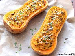 Vous cherchez une recette de courge butternut farcie ? Butternut Farcie Au Poireau Et Parmesan Mes Recettes Healthy Recette Butternut Farcie Recette Courge Recette Butternut