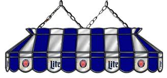 All American Lamps Officially Licensed Miller Lite Stained Glass And Mirror Billiard Lamp Pool Light Light Table Pool Table Lighting