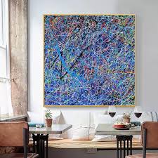 Tape the drop cloth to the wall high enough that you can lean the canvas against it but still catch drips on the floor. Large Oil Painting Colorful Abstract Painting Splatter Drip Painting Jackson Pollock Style Canvas Large Wall Art Painting Calligraphy Aliexpress