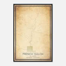 Vintage French Gulch California Map Poster, French Gulch CA City Road Wall  Art Print - Custom Maps & Posters