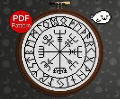 Chart, cross stitch, cross stitch patterns, crossstitch, crossstitcher, dmc color, embroidery, needlework, patterns, pdf, pdf file, xstitch. Cross Stitch Pattern Vegvisir Runes Viking Compass Mythology Nordic Runic Alphabet Cross Stitch Patterns Stitch Patterns Cross Stitching