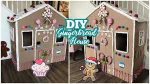 Diy Cardboard Gingerbread House Cardboard Playhouse Youtube Cardboard Gingerbread House Christmas Gingerbread House Dollar Store Christmas Decorations