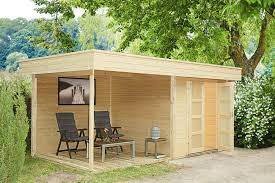Für die stabilität, funktion und haltbarkeit des gartenhauses ist ein gutes fundament sehr wichtig. Gartenhaus Flachdach 250x250cm Holzhaus Bausatz 28mm Inkl Seitlicher Terrasse Vom Garten Fachhandler
