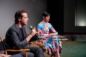 Jacob Potash and Amy Fine Collins during the Q&A at a screening and... News  Photo