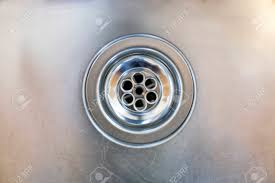 stainless steel sink plug hole stock