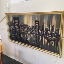 Edgar A Stareck Bridge Scene Oil Painting Available At Mid Mod Collective Email Midmodcollective Gmail Com For More Info So Liquor Cabinet Home Decor Decor
