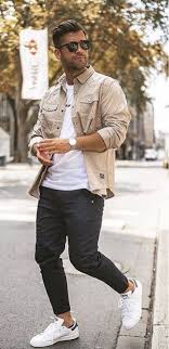 Black And White Button Up Shirt Outfit Kosta Williams With A Summer Outfit Idea With A Tan Button Up Shirt White T Shirt Sunglasses Black Stylish Mens Outfits Mens Casual Outfits Mens Streetwear