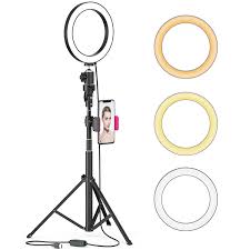 8 Led Selfie Ring Light For Live Stream Makeup Dimmable Beauty Ringlight With Tripod Stand And