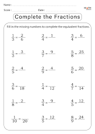 3rd grade fractions worksheets with answer key