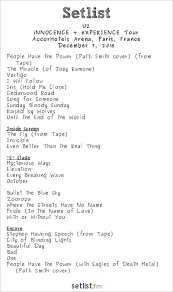 The miracle (of joey ramone) out of control / do you remember rock'n'roll rockin'1000 full concert at stade de france, paris 2019. U2 Setlist Accorhotels Arena Paris France 2015 Innocence Experience Tour Widgets Setlist Fm
