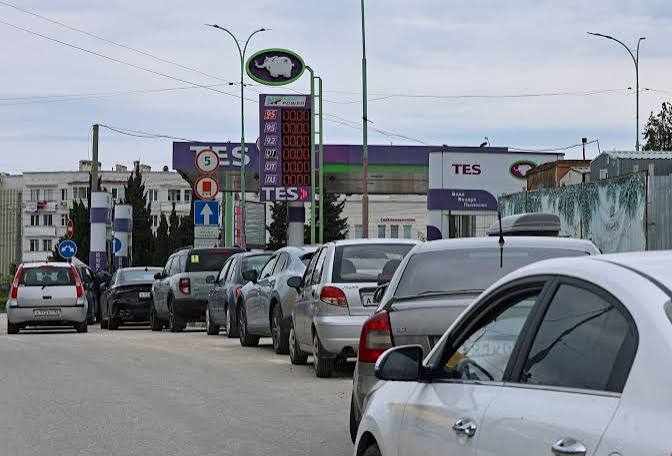 Emergency services respond to the scene of a car bombing in Sevastopol, Crimea.