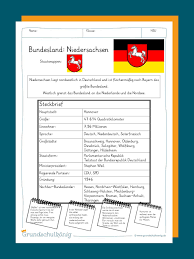 Arbeitsblatter Mit Ubungen Und Aufgaben Sowie Steckbriefe Fur Referate Plakate Portfolios Und Andere Prase Bundesland Bundeslander Deutschlands Niedersachsen