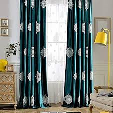 Amazon Com Vogol 2 Pieces Vintage Flower Embroidered Curtains Soft Luxury Velvet Blackout Curtain For Bedr Luxurious Bedrooms Curtains Bedroom Velvet Curtains