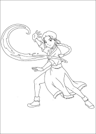 Print this cartoonname coloring page. Katara Controlling Water Coloring Page Free Printable Coloring Pages For Kids