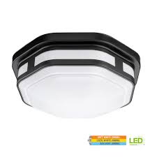 Eti 11 In 1 Light Black Octagon Selectable Led Indoor Outdoor Flush Mount Porch Deck Light 830 Lumens 3000k 4000k 5000k 54466101 The Home Depot Outdoor Flush Mounts Outdoor Lighting Porch Lighting