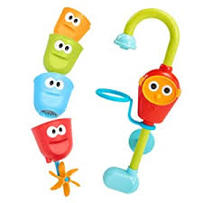 A battery operated bath spout that easily attaches and draws water from the tub creating an endless stream without wasting water from the bath tap. Amazon Com Yookidoo Baby Bath Toy Flow N Fill Spout Bathtub Magical Kids Toy Three Stackable Bathtime Play Cups And Water Spray Spout Bathtub Toys Toys Games