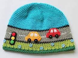 Hat For Little People Featuring Cars A Road Traffic Light And Flowers Very Clever Crochet Hats Crochet Kids Hats Crochet Hat Pattern