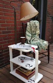Vintage Three Tier End Table With Attached Brass Downbridge Lamp A B C Easy As 1 2 3 End Table With Lamp End Tables Flipping Furniture