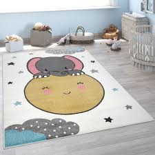 Paco home kinderteppich pastellfarben kariert punkte ein tolles accessoire ist ein kinderteppich. Kinderteppich Teppich Kinderzimmer Niedlicher Mond Baby Elefant Motiv Weiss Bunt Kaufen Bei Diva Teppich Center