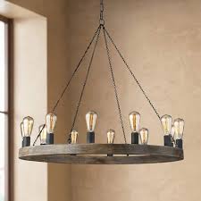 Feiss Avenir 36 Wide 12 Light Weathered Oak Wood Chandelier 65m47 Lamps Plus