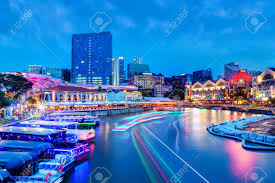 The singapore river consist of 3 different quays. Sunset Night Life At Clarke Quay On Singapore River As Colorful Stock Photo Picture And Royalty Free Image Image 148237856