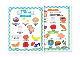 Printable Healthy Restaurant Menu Pretend Play Kit Kids Etsy Kids Restaurants Healthy Restaurant Menu Restaurant