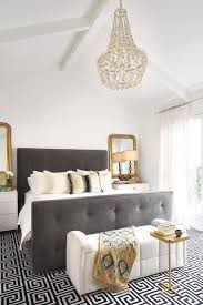 A Creamy And Grey Bedroom Is Glammed Up With Brass Touches White Gold Bedroom Gold Bedroom Decor Grey And Gold Bedroom