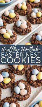 Cute easter dessert recipes including fun bunny cakes, fruity cheesecakes, carrot cakes, and other sweet easter treats everyone will love. These Healthy No Bake Chocolate Peanut Butter Easter Nest Cookies Cup Natural Peanut Butter Gluten Free Easter Easter Desserts Recipes Healthy Easter Dessert