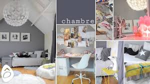 Decoration Une Chambre D Adolescente Gris Blanc Et Jaune Avec Une Touche De Rose Decoration Chambre Ado Deco Chambre Ados Idee Deco Chambre Ado Fille