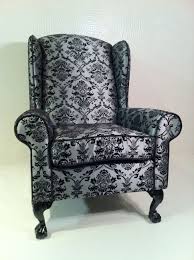 silver and black damask wing back chair kingschairs gmail com chair furnishings wingback chair
