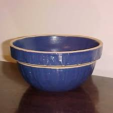 Tiny Yellowware Stoneware Pottery Usa Crock Bowl 5 Blue Picket Fence Vintage Bowls Stoneware Pottery Vintage Mixing Bowls