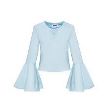 Light Blue Bell Sleeve Shirt Tops Clothes Design Bell Sleeve Shirt