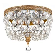 Shop Traditional 2 Light Brass Crystal Flush Mount Overstock 21233785