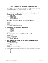 Or, what happens to your brain when you're lost in a book. Harry Potter The Half Blood Prince Movie Quiz Printable 3rd 12th Grade Teachervision