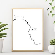 Black And White Wall Art Abstract One Line Man Woman Face Portrait Wall Decor Art Print Etsy In 2020 Portrait Wall Silhouette Wall Art Minimalist Wall Art