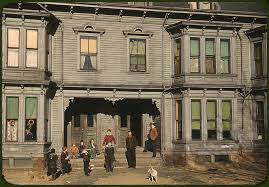 Children In The Tenement District Brockton Massachusetts December 1940 Reproduction From Color Slide Photo By J Tenement Colorized Photos American Gothic