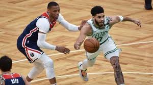 Wizards guard russell westbrook had to be held back by arena security staff after popcorn was dumped on his head by a fan as he exited wednesday night's game in philadelphia with a right ankle. Nba Boston Celtics Beat Washington Wizards To Secure Play Off Berth Bbc Sport